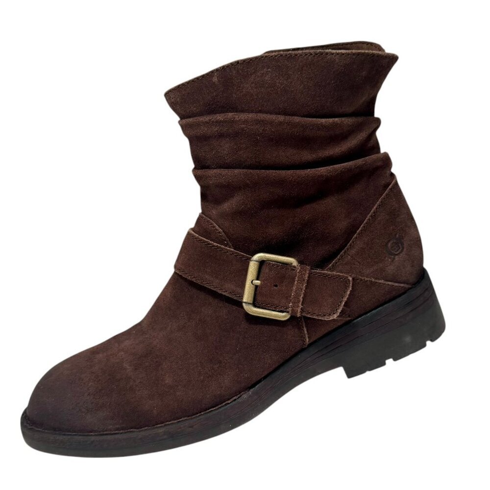 BORN Midway Engineer Ankle‎ Boot Women size 9.5 Dark Brown Suede